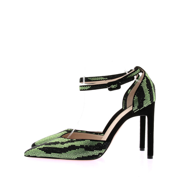 Escarpins à strass noirs et verts