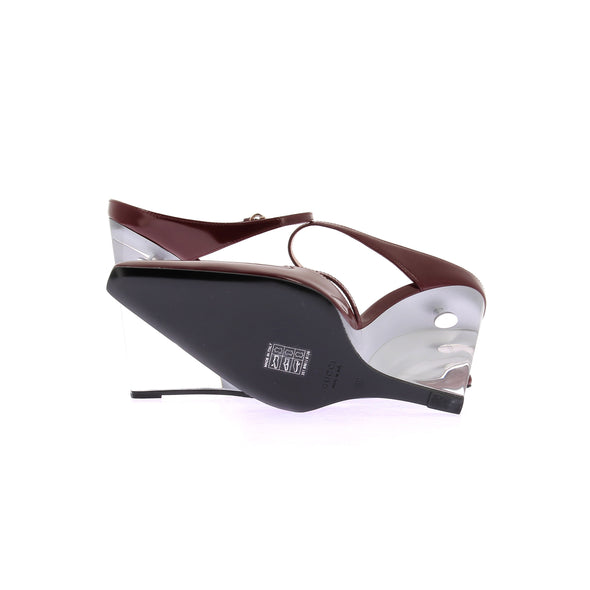 Mules compensées en cuir