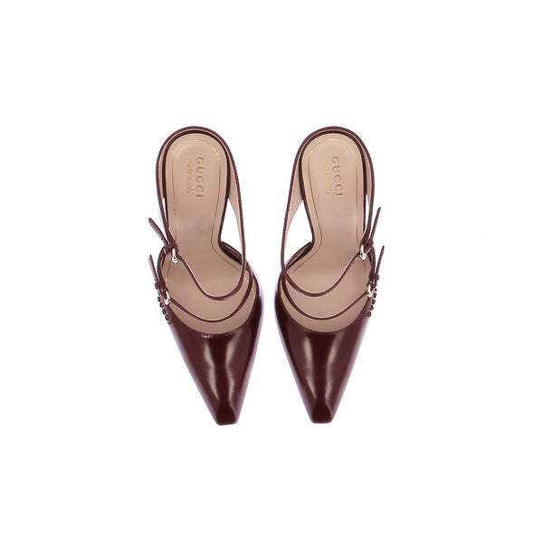 Mules compensées en cuir