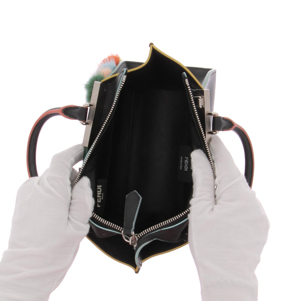 Sac à main "3jours" noir à pompom multicolore