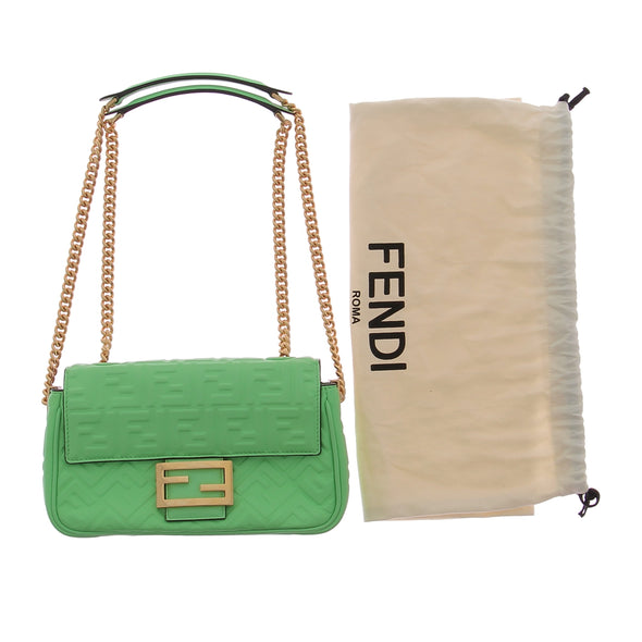 Sac à main "Baguette Chain" en cuir vert