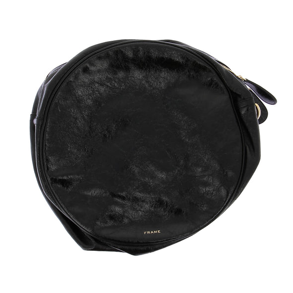 Sac rond noir en cuir