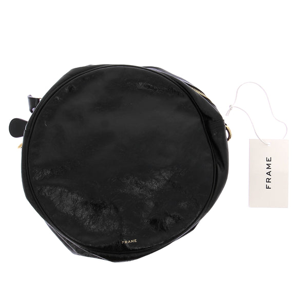 Sac rond noir en cuir