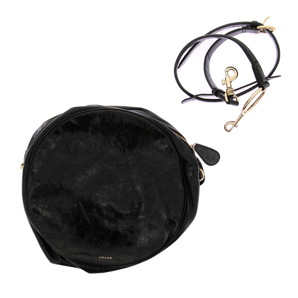 Sac rond noir en cuir