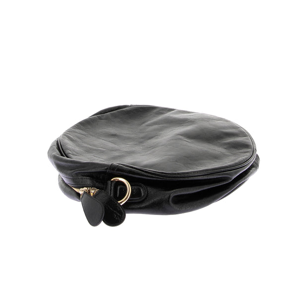Sac rond noir en cuir