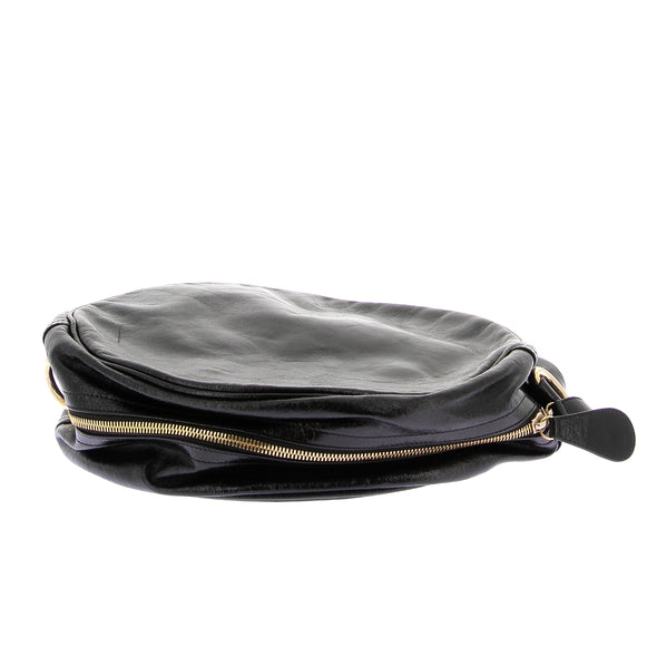 Sac rond noir en cuir