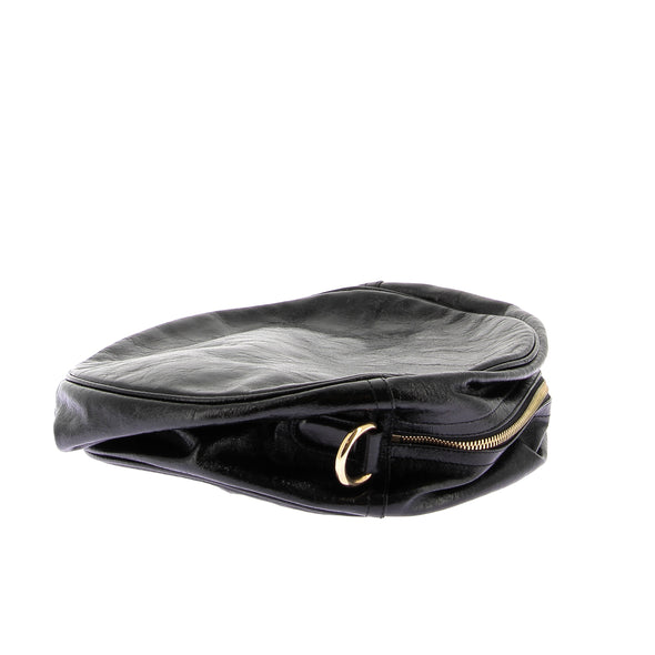 Sac rond noir en cuir