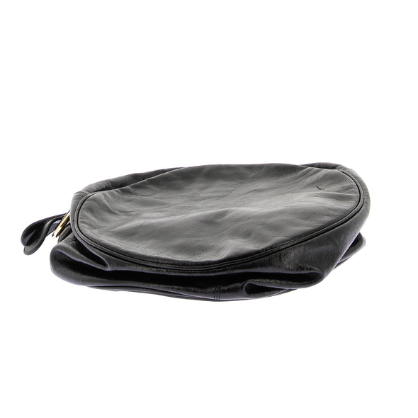 Sac rond noir en cuir