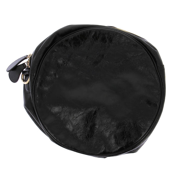 Sac rond noir en cuir