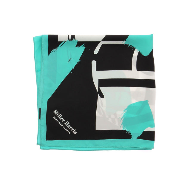 Foulard bleu et noir en soie