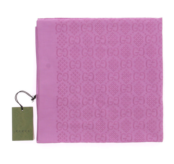 Foulard violet à motif monogrammé en soie