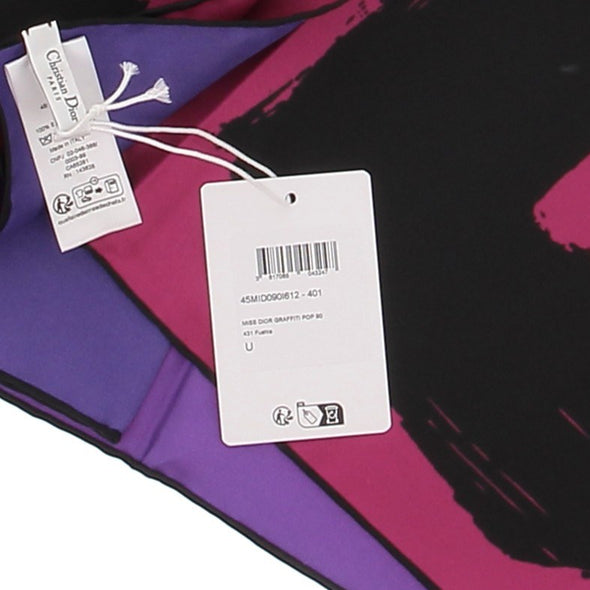 Foulard "Miss Dior Graffiti Pop 90" rose et violet