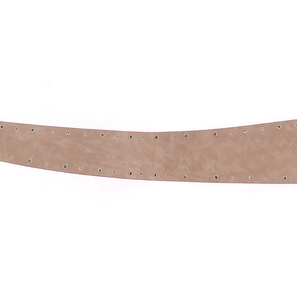 Ceinture rouge en cuir clouté