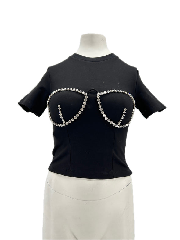 Top noir à strass