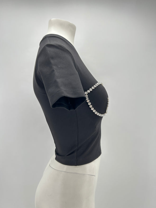 Top noir à strass