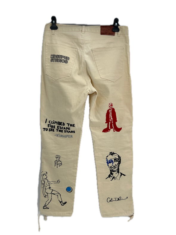 Jean crème brodé