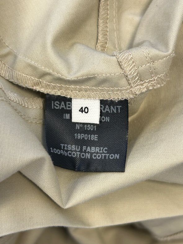 Blouse beige col montant