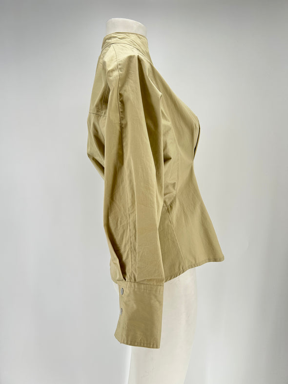 Blouse beige col montant