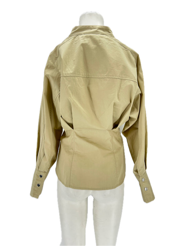 Blouse beige col montant