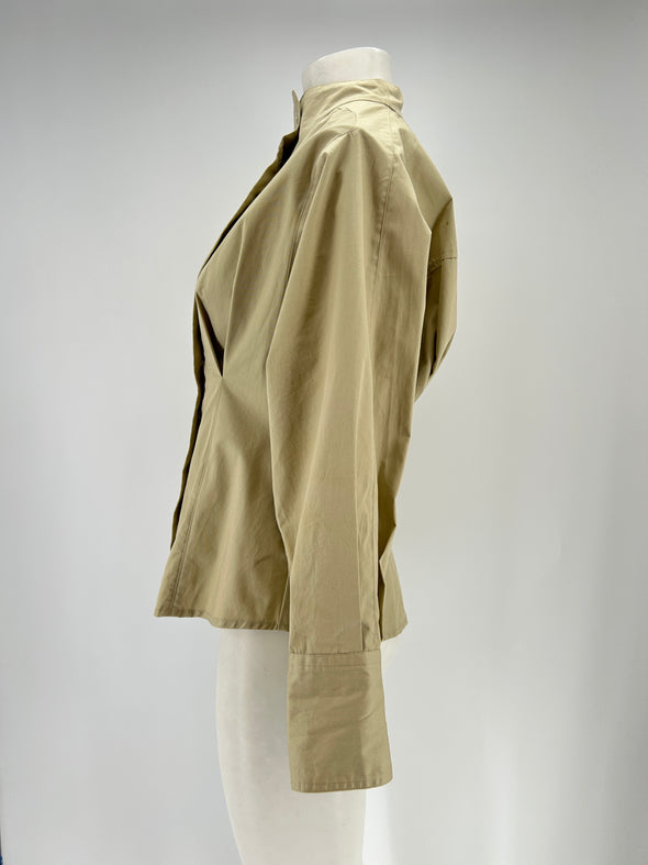 Blouse beige col montant