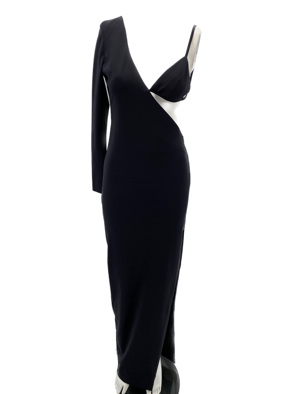 Robe longue asymétrique noire