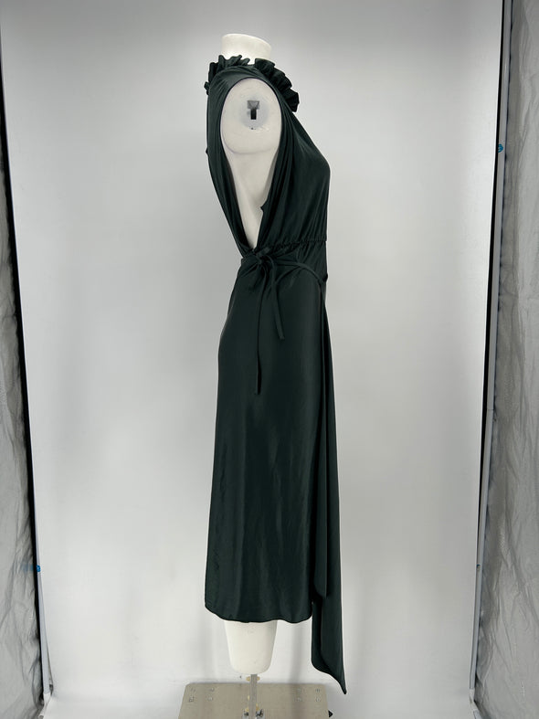 Robe en soie kaki
