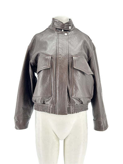 Veste en cuir marron