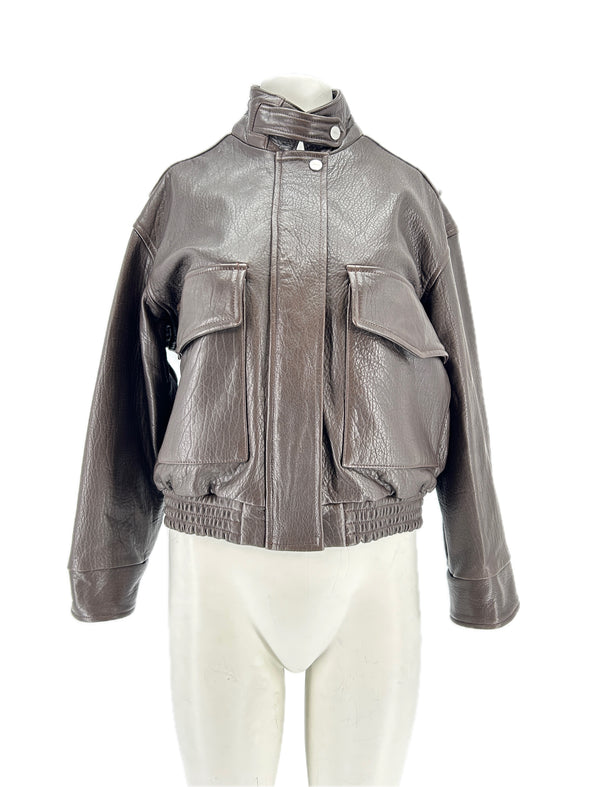 Veste en cuir marron