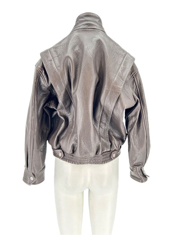 Veste en cuir marron