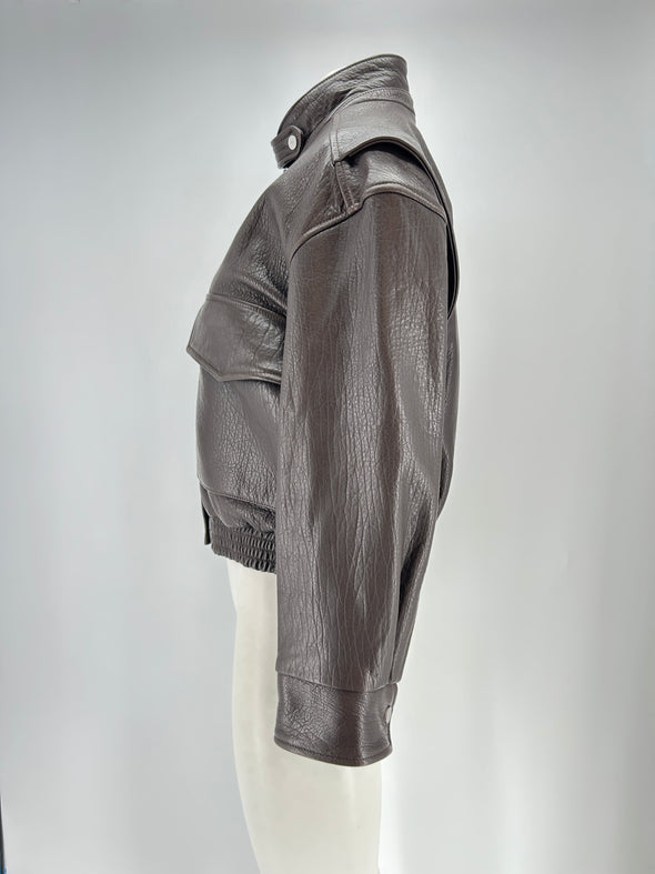Veste en cuir marron