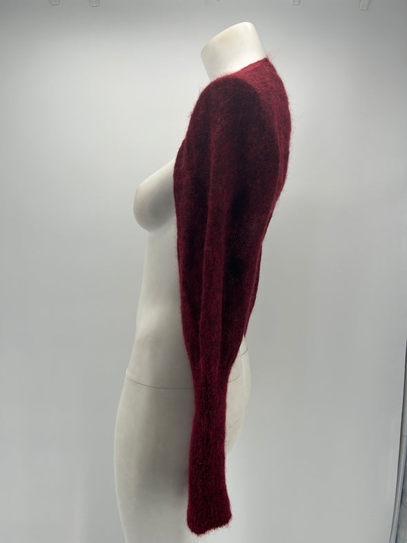 Cardigan crop en laine rouge