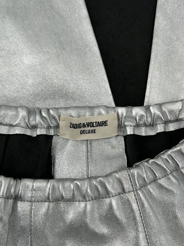 Jupe en cuir argentée
