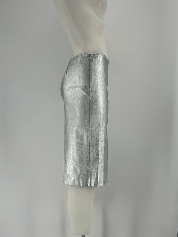 Jupe en cuir argentée