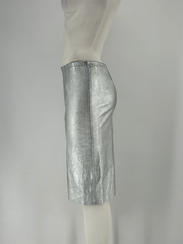 Jupe en cuir argentée