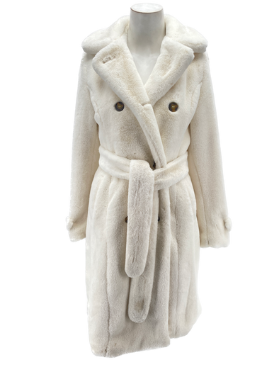 Manteau blanc en fausse fourrure