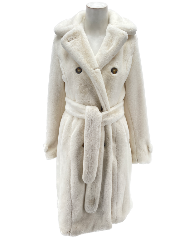 Manteau blanc en fausse fourrure
