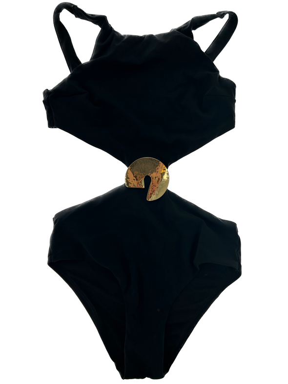 Maillot noir 1 pièce à découpes