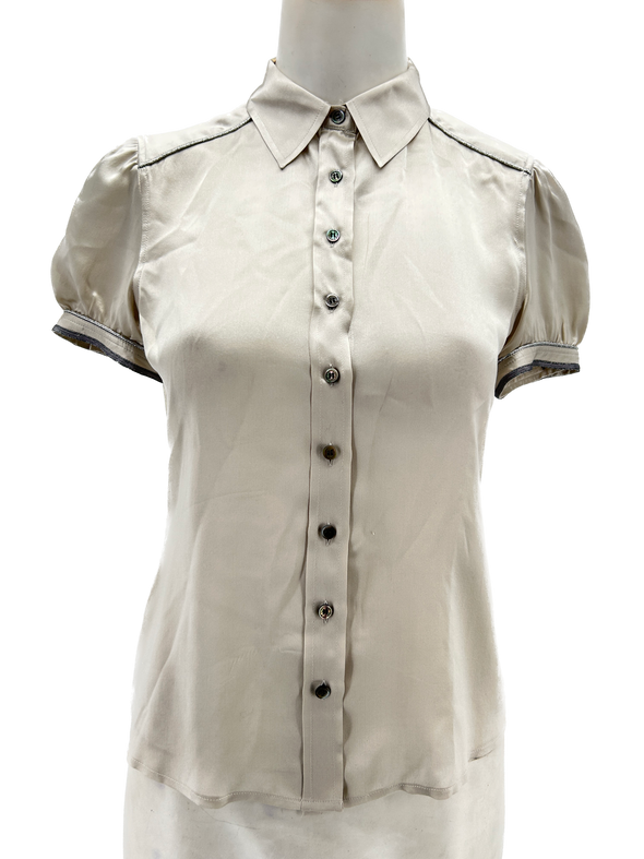 Chemise en soie beige