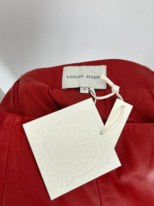 Jupe en cuir rouge "EKARE"