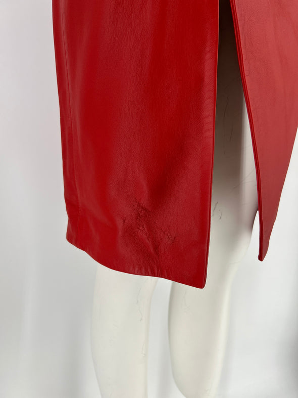 Jupe en cuir rouge "EKARE"