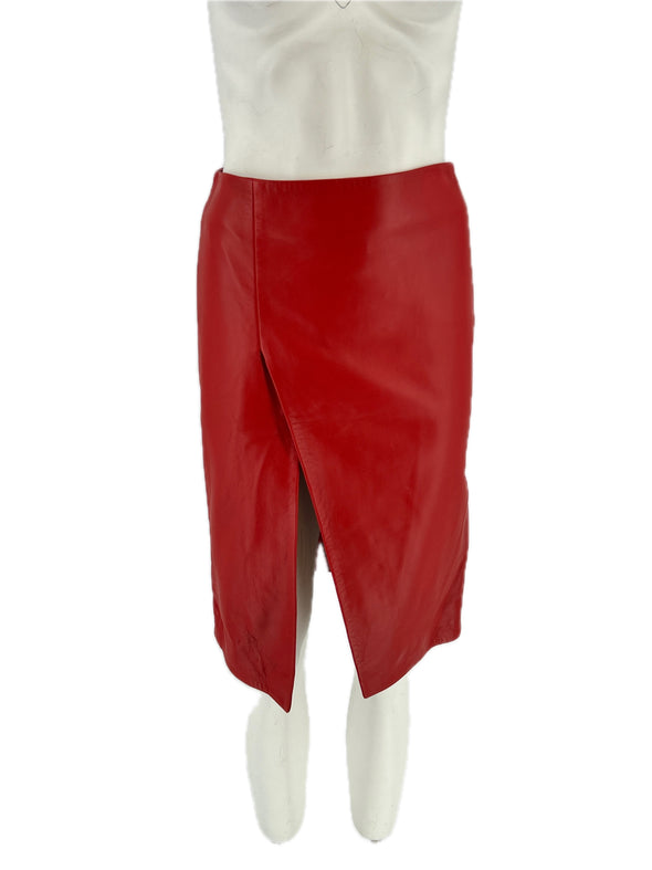 Jupe en cuir rouge "EKARE"