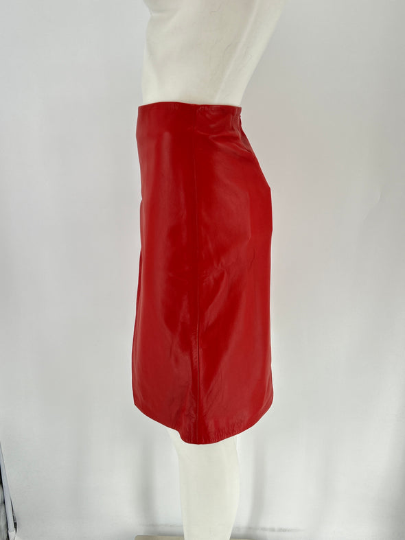Jupe en cuir rouge "EKARE"
