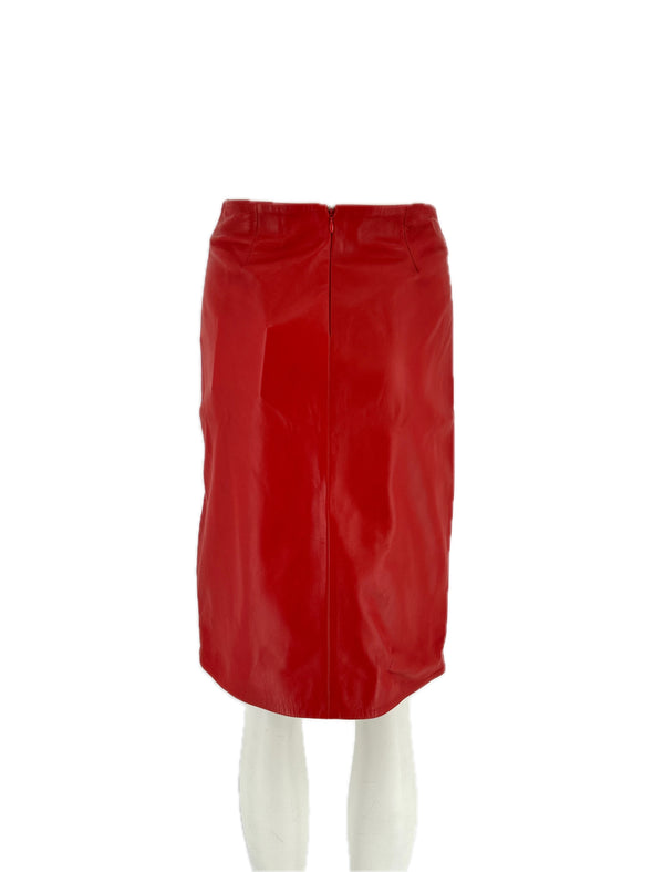 Jupe en cuir rouge "EKARE"