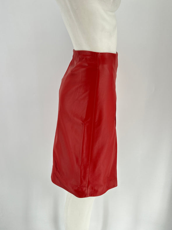 Jupe en cuir rouge "EKARE"