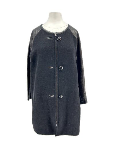 Manteau noir bi-matière