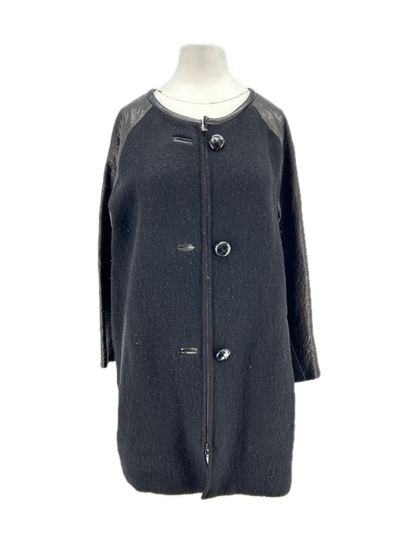 Manteau noir bi-matière