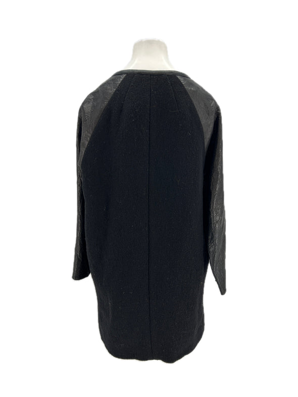 Manteau noir bi-matière