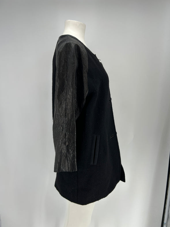 Manteau noir bi-matière