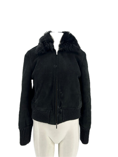 Veste cuir et fourrure