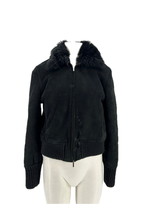 Veste cuir et fourrure